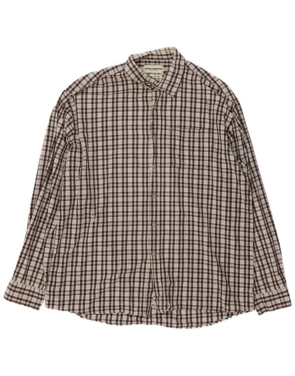 TOM TAILOR Mens Shirt 2XL Grey Check Cotton