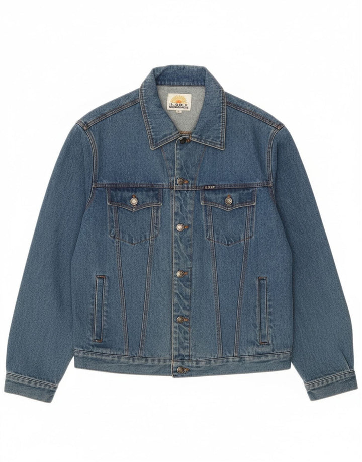 Винтажная мужская джинсовая куртка UK 42 XL, синяя хлопковая классика