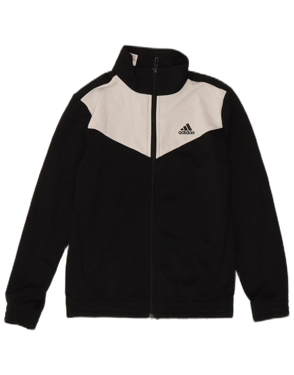 Спортивный костюм Adidas для мальчиков, верхняя куртка 8-9 лет, черный полиэстер с цветными блоками