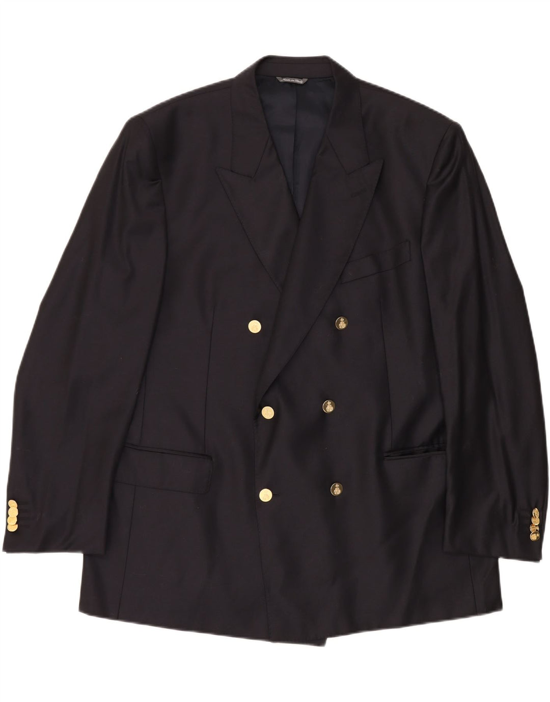 Мужской двубортный пиджак VINTAGE UK 40, большой темно-синий