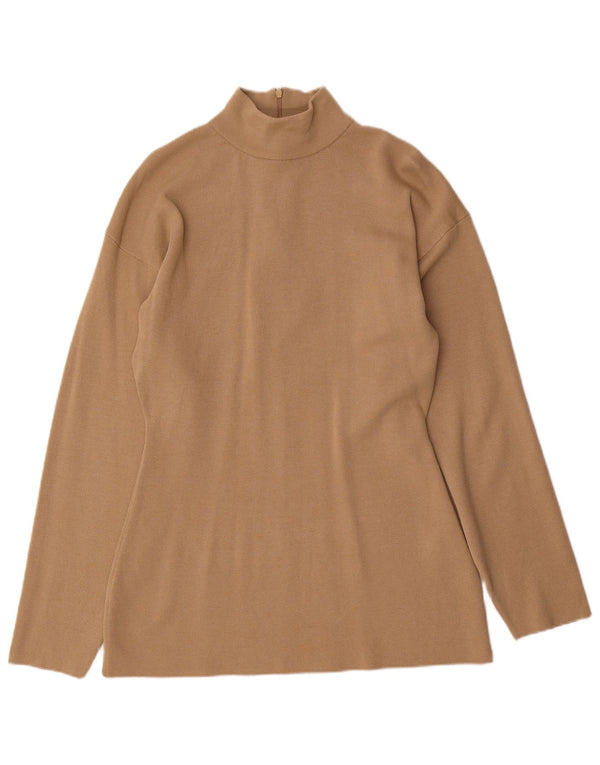 Женский топ Zara с длинным рукавом UK 14, большой коричневый, вискоза