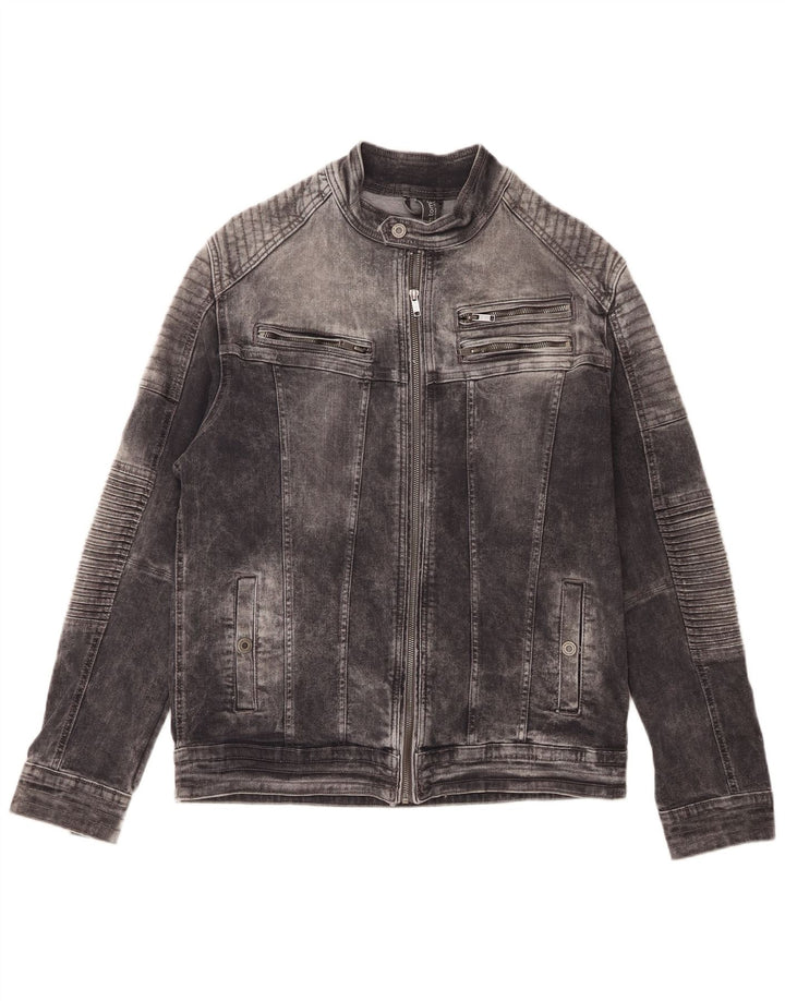 Мужская байкерская джинсовая куртка Tom Tompson UK 42 XL серая хлопковая