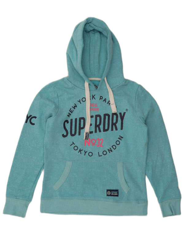 SUPERDRY Женский джемпер с капюшоном London Graphic UK 10, маленький синий в крапинку