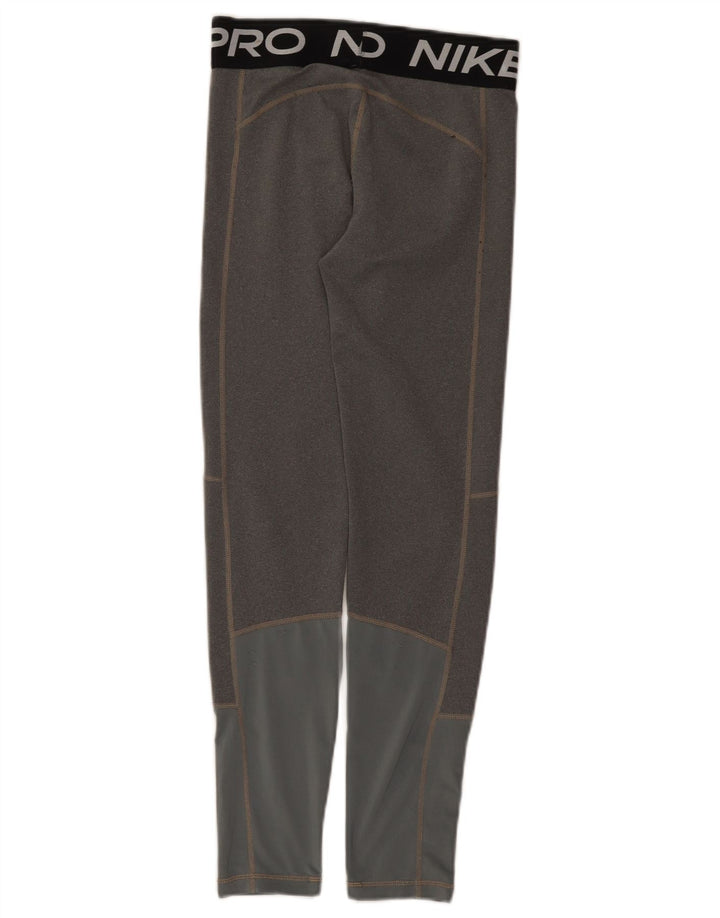 Леггинсы с рисунком Nike для девочек 12–13 лет, большой серый цвет, полиэстер с цветными блоками