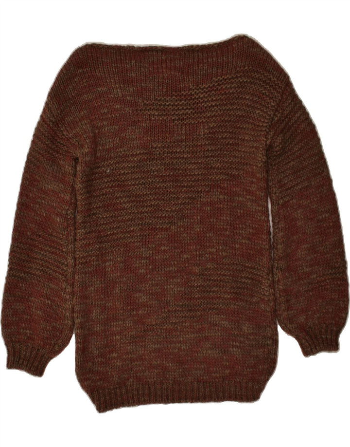 JEAN'S WEST Womens Boat Neck Jumper Sweater UK 10 Small Brown Acrylic | Vintage Jean's West | Thrift | Second-Hand Jean's West | Used Clothing | Messina Hembry 
