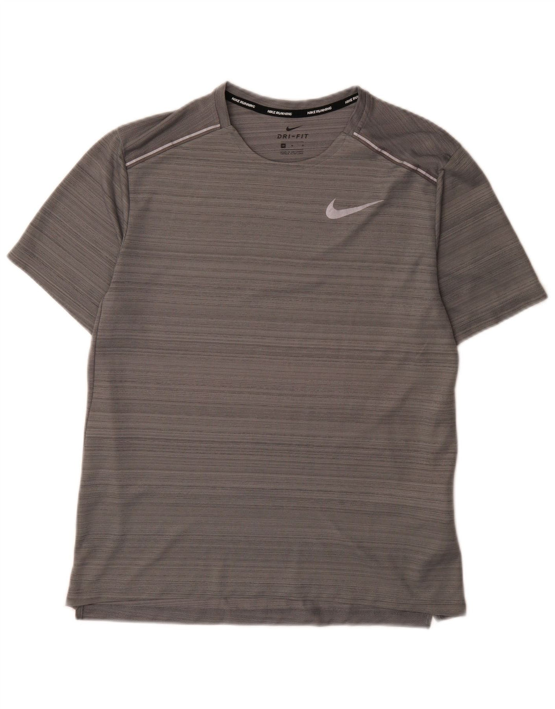 Мужская футболка Nike Dri Fit из полиэстера среднего серого цвета в полоску