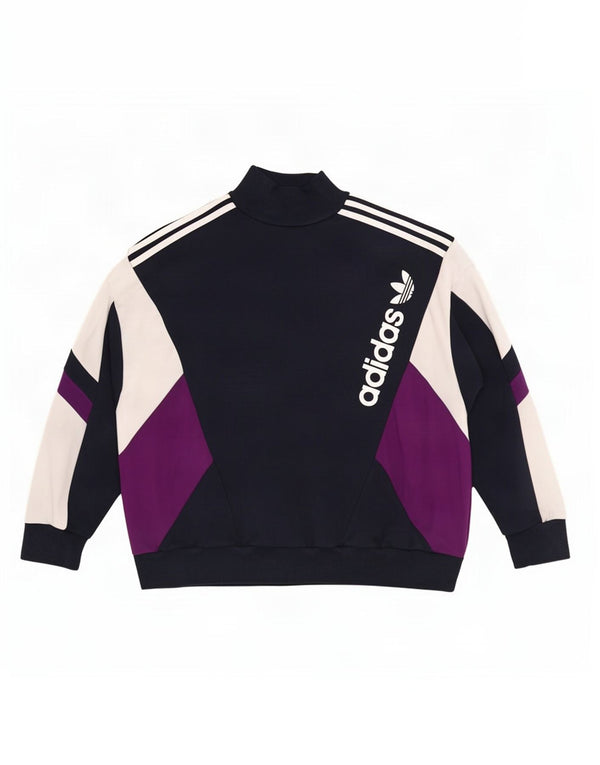 Женский свитер с рисунком Adidas UK 16, большой темно-синий с цветными блоками