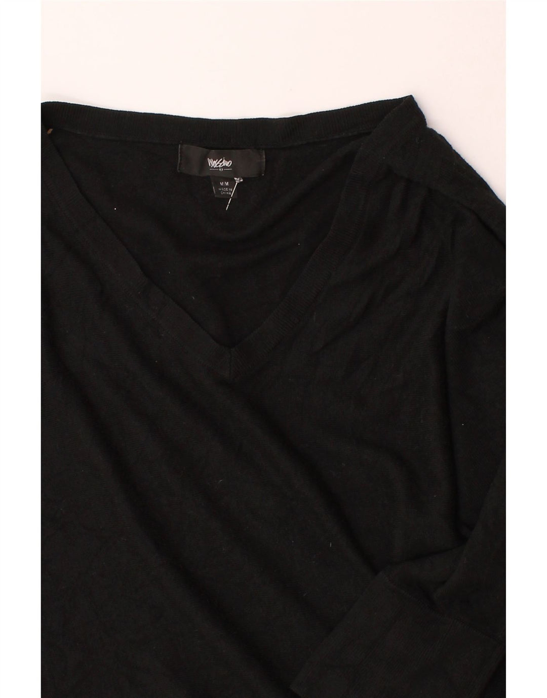 MOSSIMO Womens 3/4 Sleeve V-Neck Jumper Sweater UK 14 Medium Black Vintage Mossimo and Second-Hand Mossimo from Messina Hembry 