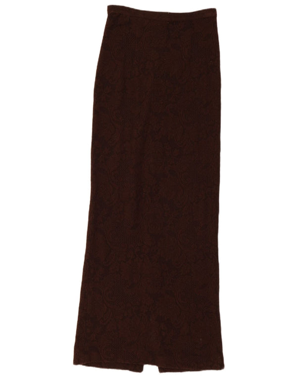 DOLCE & GABBANA Женская трикотажная макси-юбка W26, маленькая, коричневая с цветочным принтом