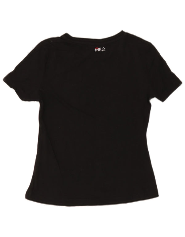 Женская футболка с рисунком Fila Top UK 10, маленькая, черный хлопок