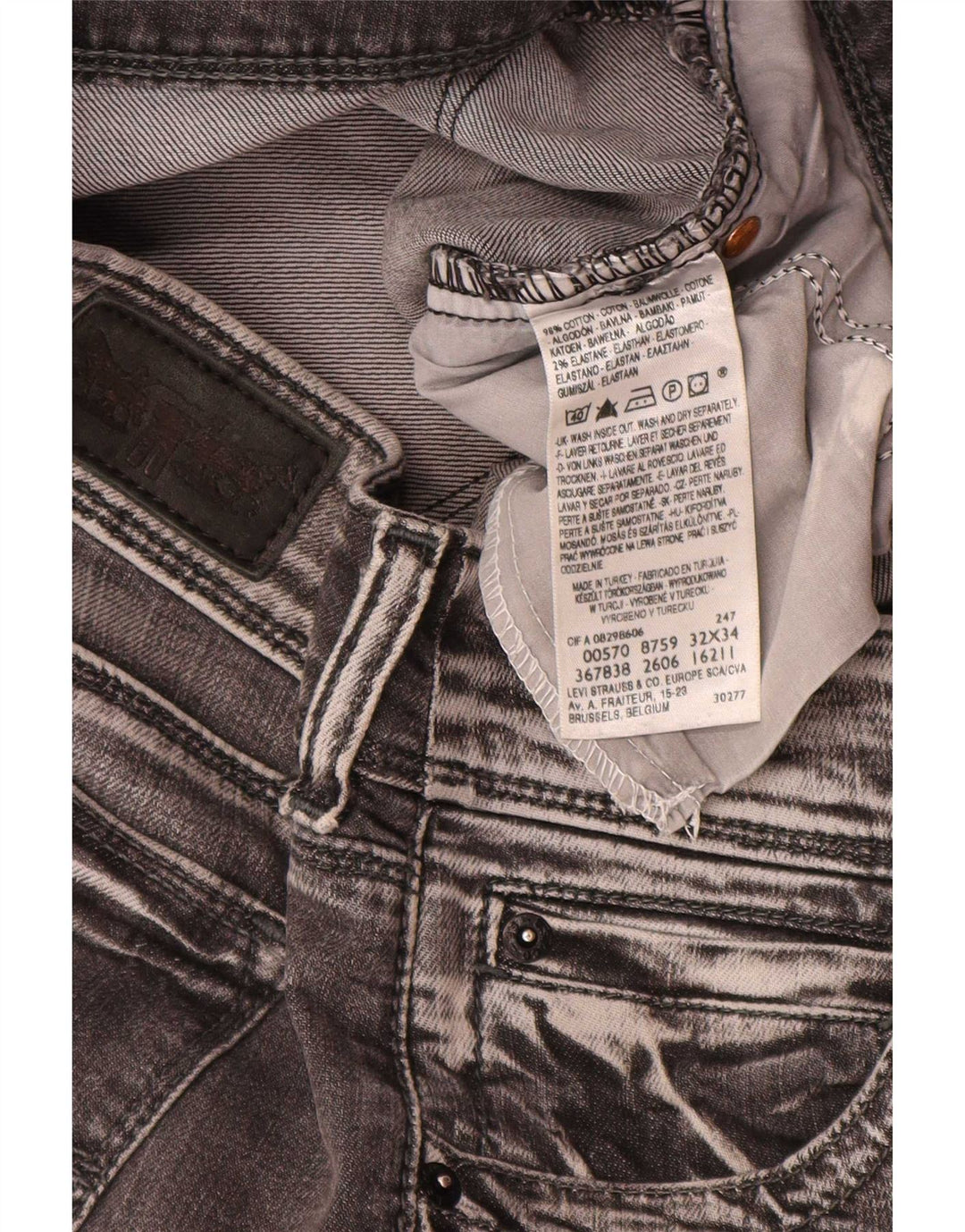 Женские прямые джинсы Levi's 570 W32 L34 серые, хлопок