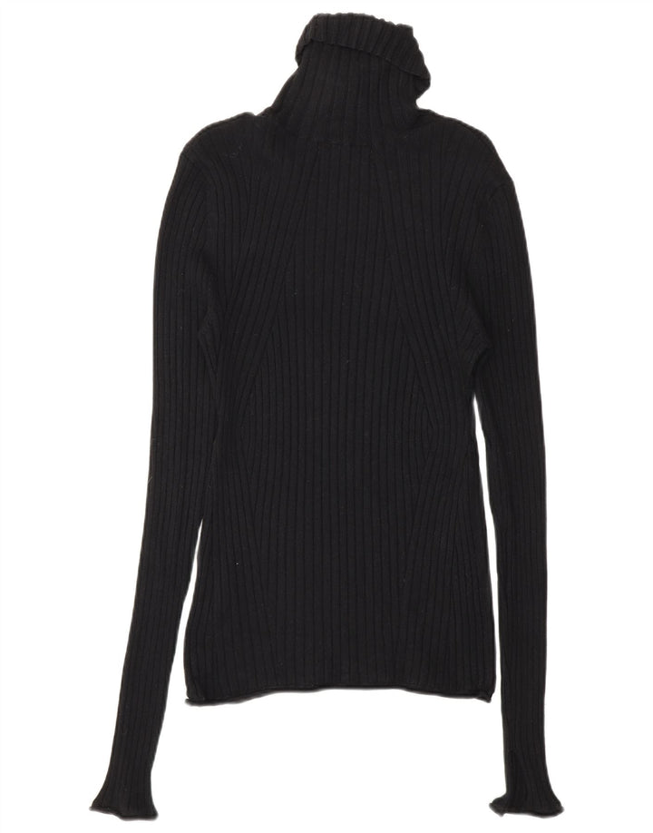 ZARA Womens Roll Neck Jumper Sweater UK 14 Large Black Viscose