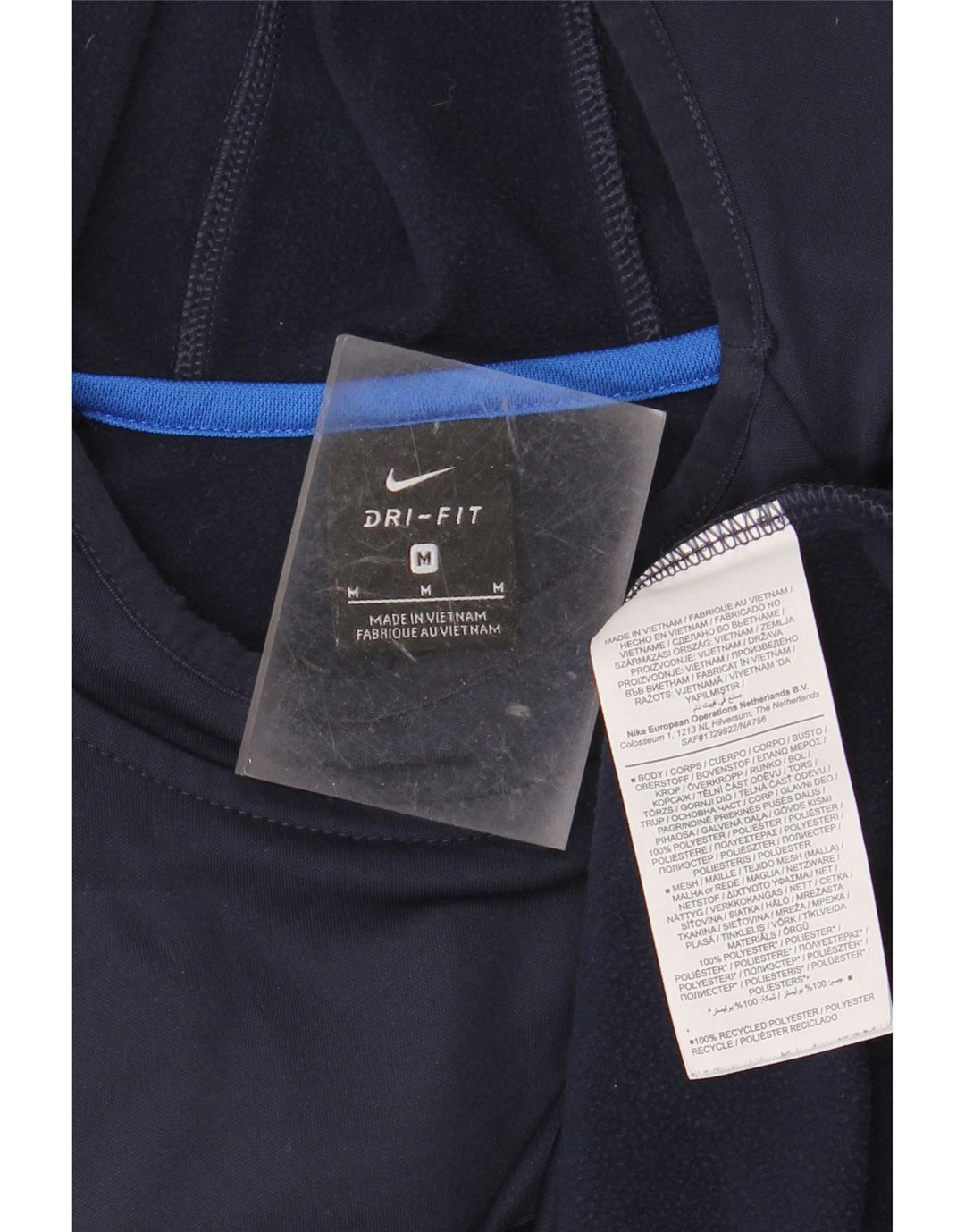 Мужской джемпер с капюшоном NIKE Dri Fit, средний темно-синий, полиэстер с цветными блоками