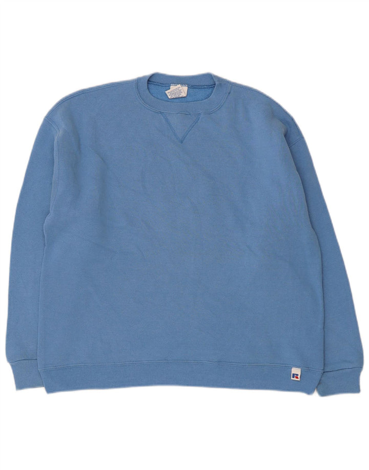 Свитшот Russell Athletic для мальчиков, 11-12 лет, синий хлопковый джемпер