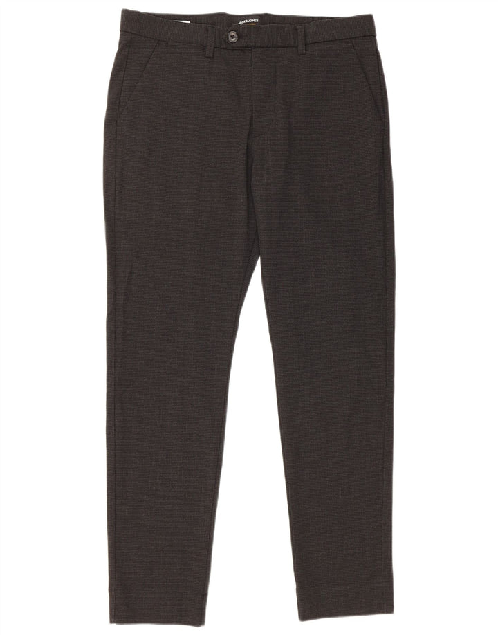 Мужские повседневные брюки узкого кроя Jack & Jones W31 L30 серые с узором «гусиные лапки» в современном стиле