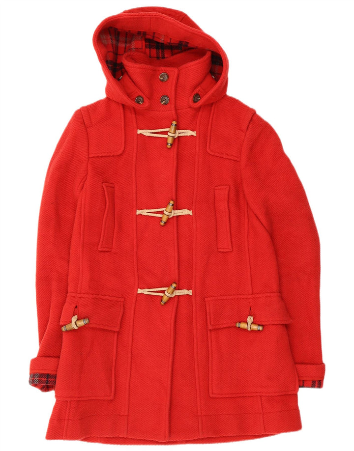 Женский дафлкот с капюшоном Topshop UK 8, маленький, красный, шерсть