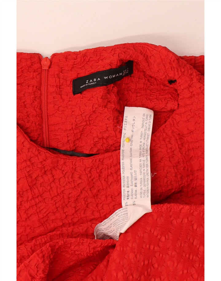 Женское платье трапециевидного силуэта без рукавов Zara UK 8, маленький красный полиэстер