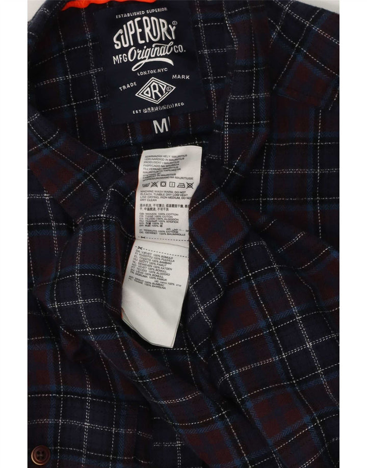 Мужская фланелевая рубашка стандартного кроя Superdry среднего размера, темно-синяя клетка, хлопок