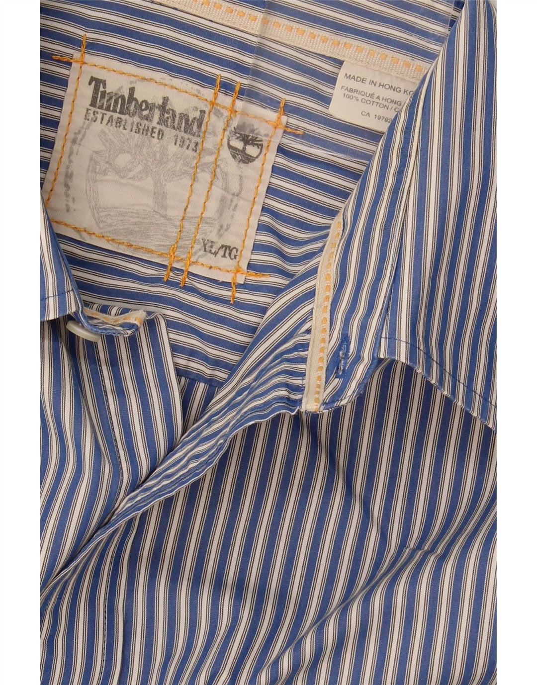 TIMBERLAND Mens Shirt XL Blue Striped Cotton Vintage Timberland and Second-Hand Timberland from Messina Hembry 