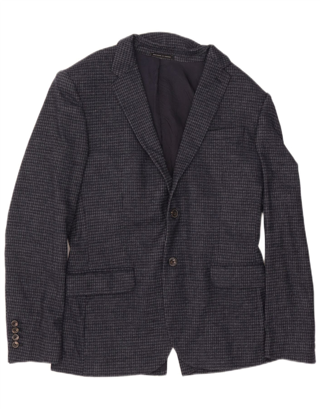 REISS Mens 2 Button Blazer Jacket UK 38 Medium Navy Blue Wool