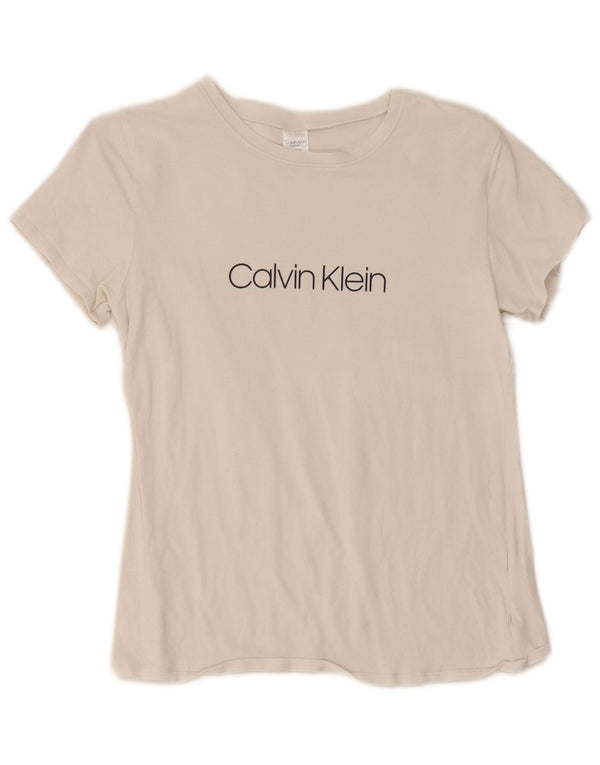 Женская футболка с рисунком Calvin Klein Top UK 10, маленький размер, белый хлопок