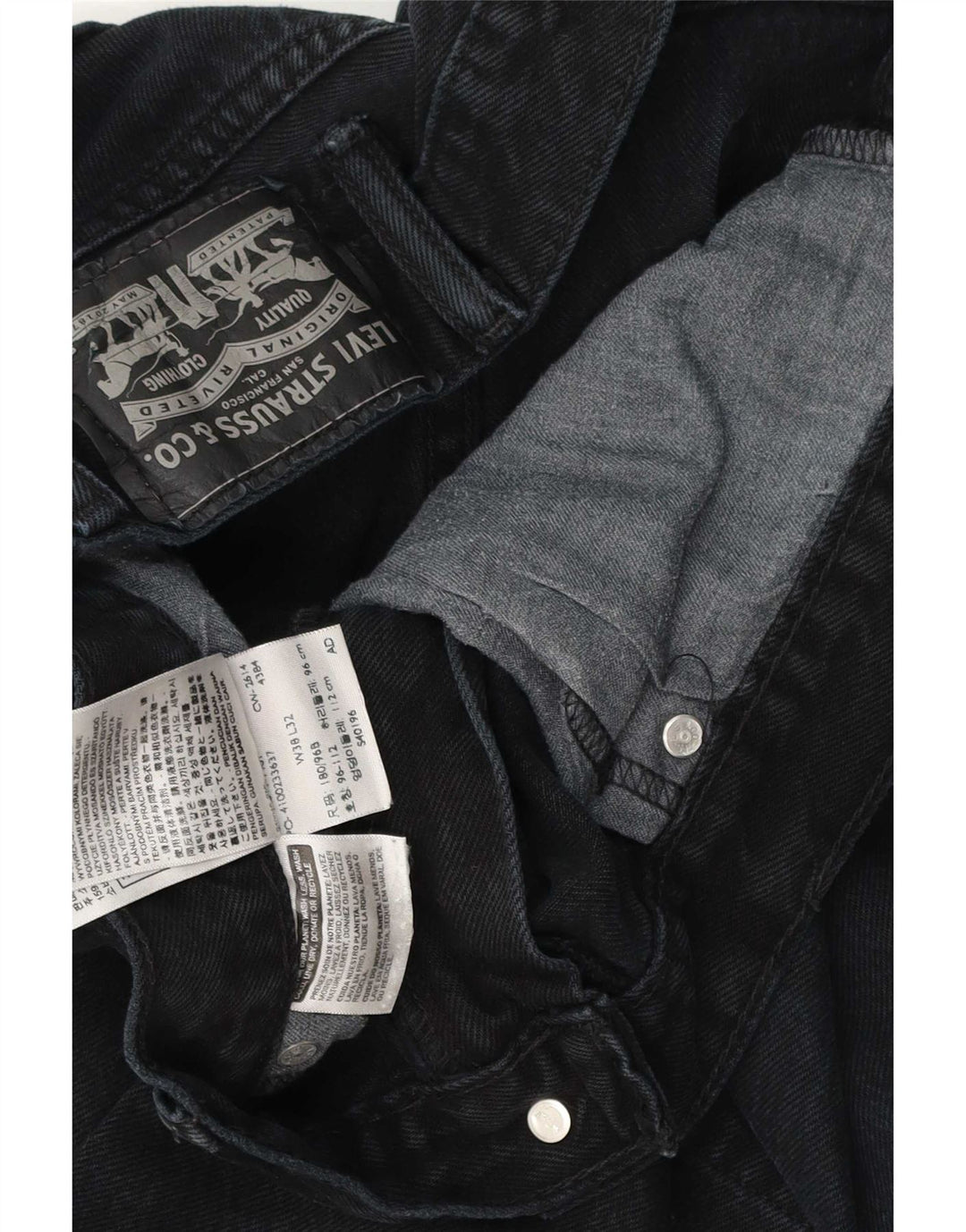 Мужские потертые прямые джинсы Levi's W38 L32, черный хлопок