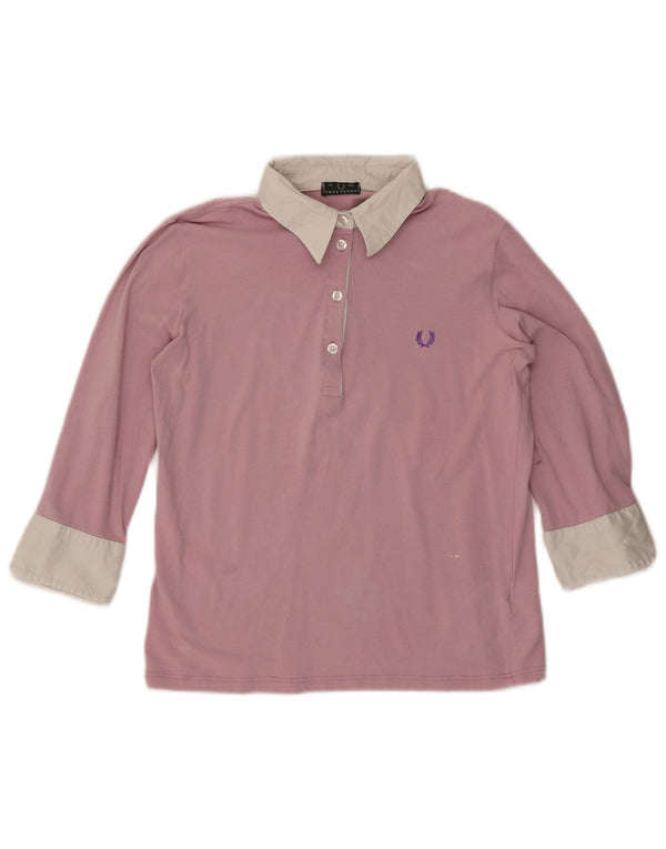 Женская рубашка поло Fred Perry с рукавом 3/4, Великобритания, 18 XL, розовая, хлопок с цветными блоками
