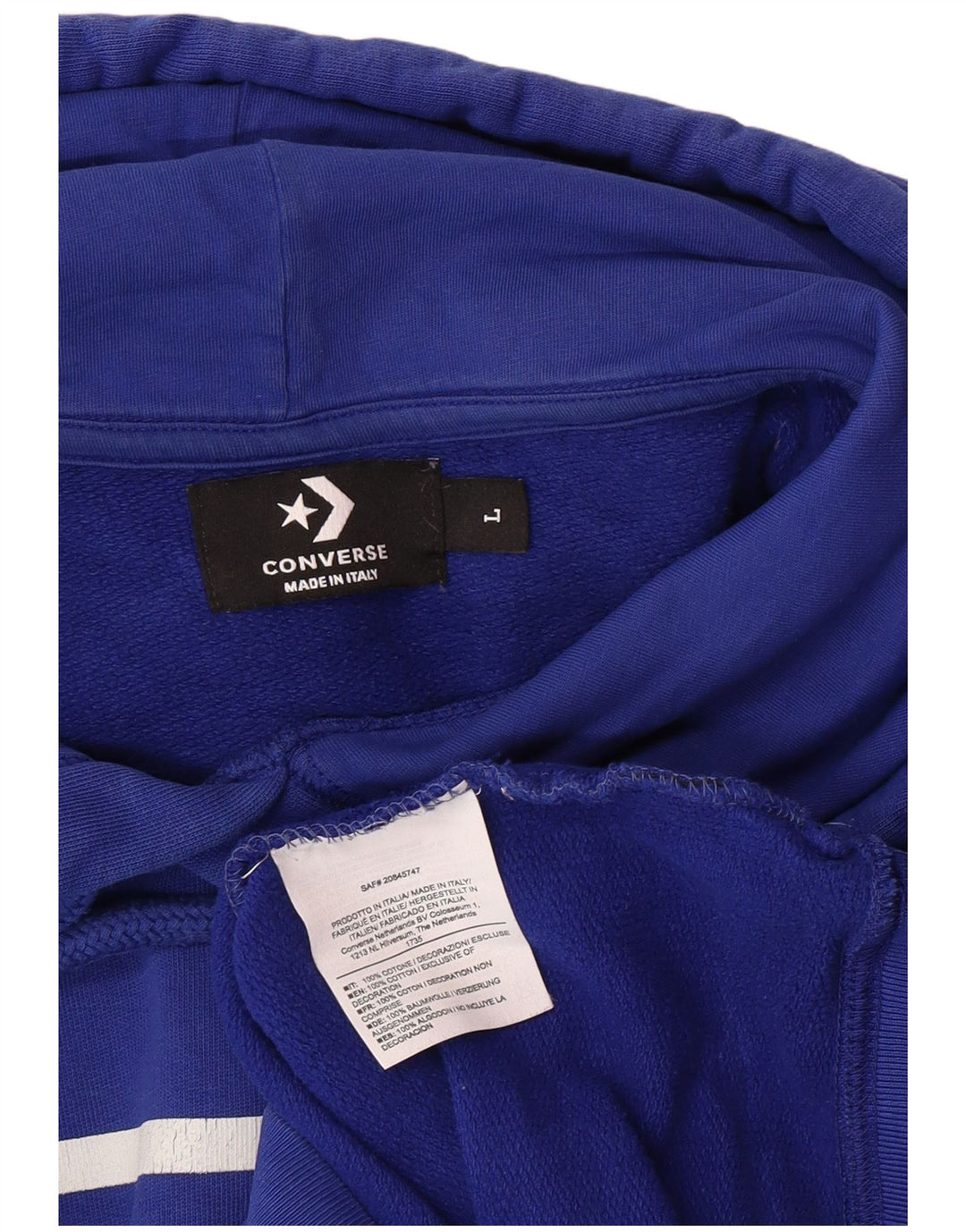Мужской джемпер с капюшоном CONVERSE, большой синий, хлопковый
