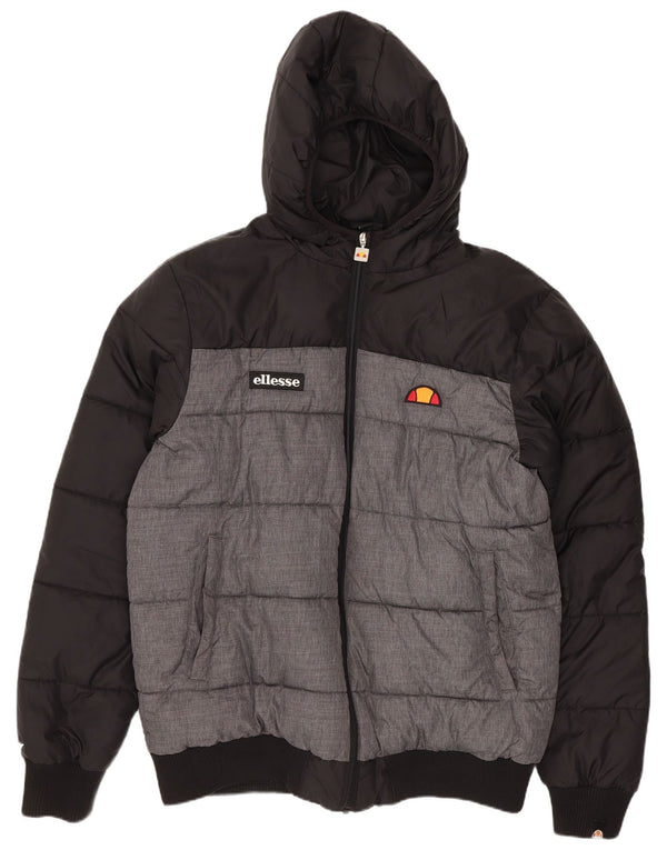 Мужская утепленная куртка Ellesse с капюшоном UK 40, большая черная, полиамид с цветными блоками