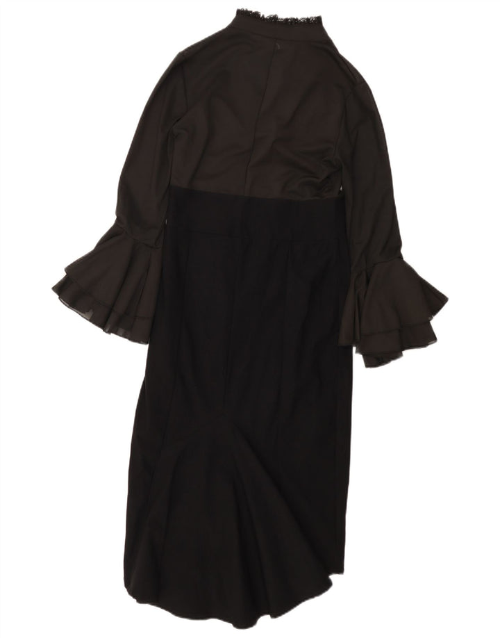 KILLSTAR Женское платье макси с длинными рукавами UK 8 маленькое черное с цветными блоками