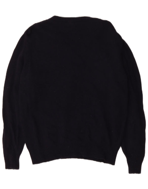 La Martina Mens V-Neck Jumper Sweater Large Navy Blue Virgin Wool