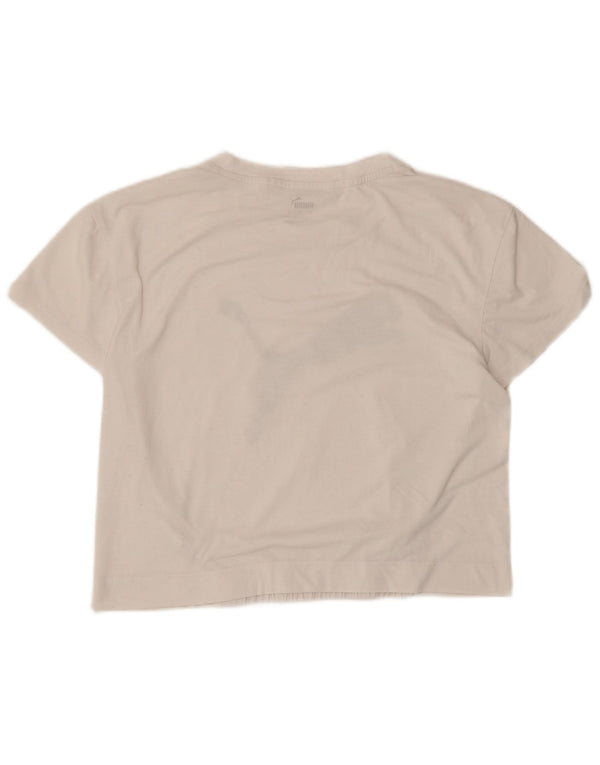 Женская укороченная футболка с рисунком Puma Top UK 10, маленький белый полиэстер