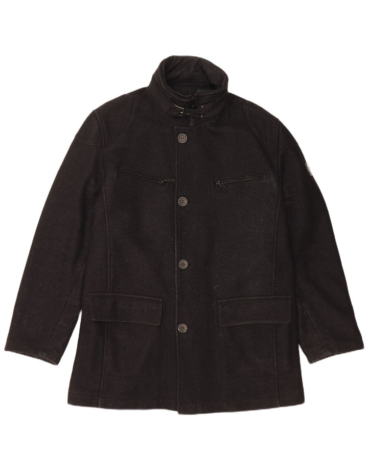 Мужское пальто Bugatti EU 54 2XL, черное из натуральной шерсти