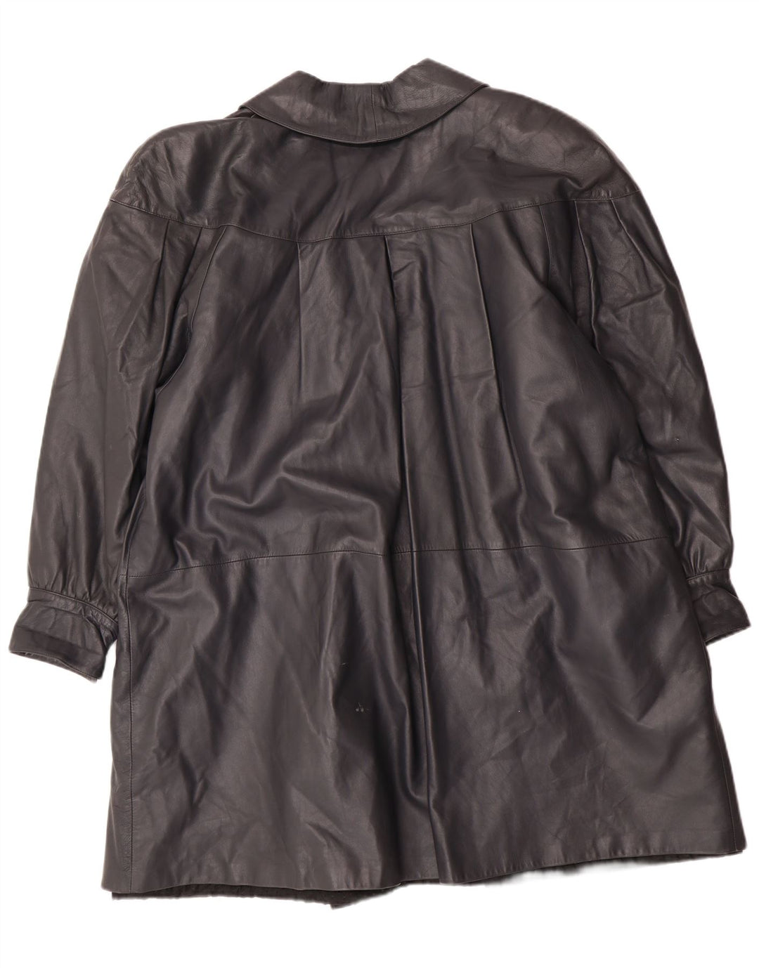 Винтажное женское кожаное пальто оверсайз IT 44 Medium Black Leather Classic