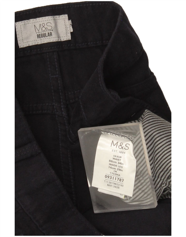 Мужские обычные прямые повседневные брюки Marks & Spencer W34 L29 темно-синие