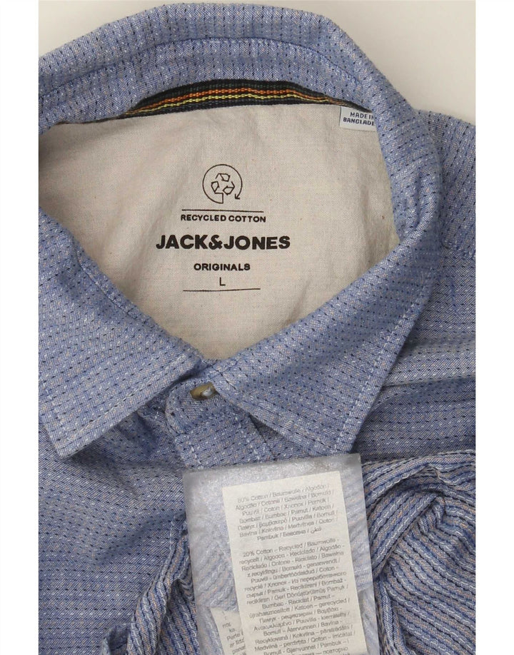 Мужская рубашка Jack & Jones, большая синяя пятнистая хлопковая рубашка