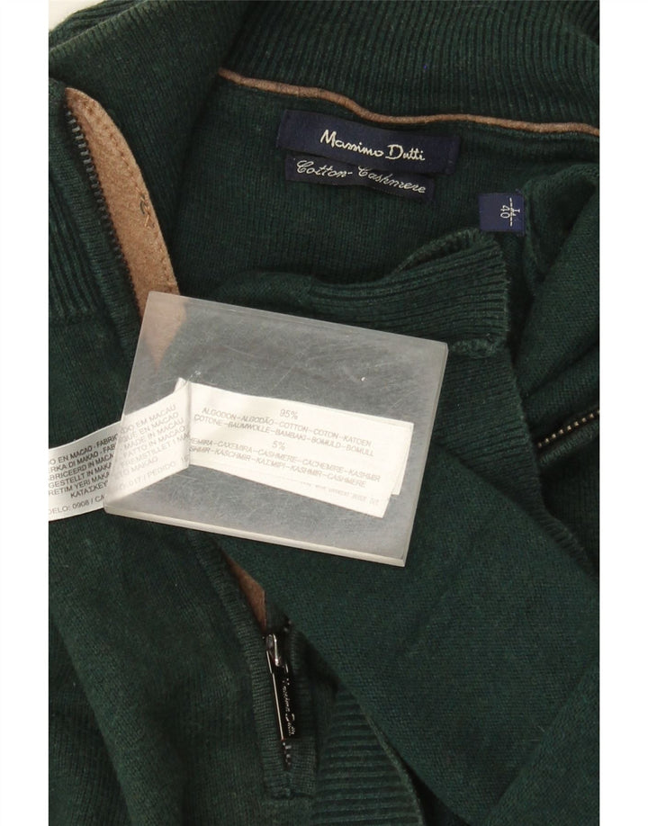 Мужской джемпер с воротником на молнии Massimo Dutti, большой зеленый хлопковый свитер