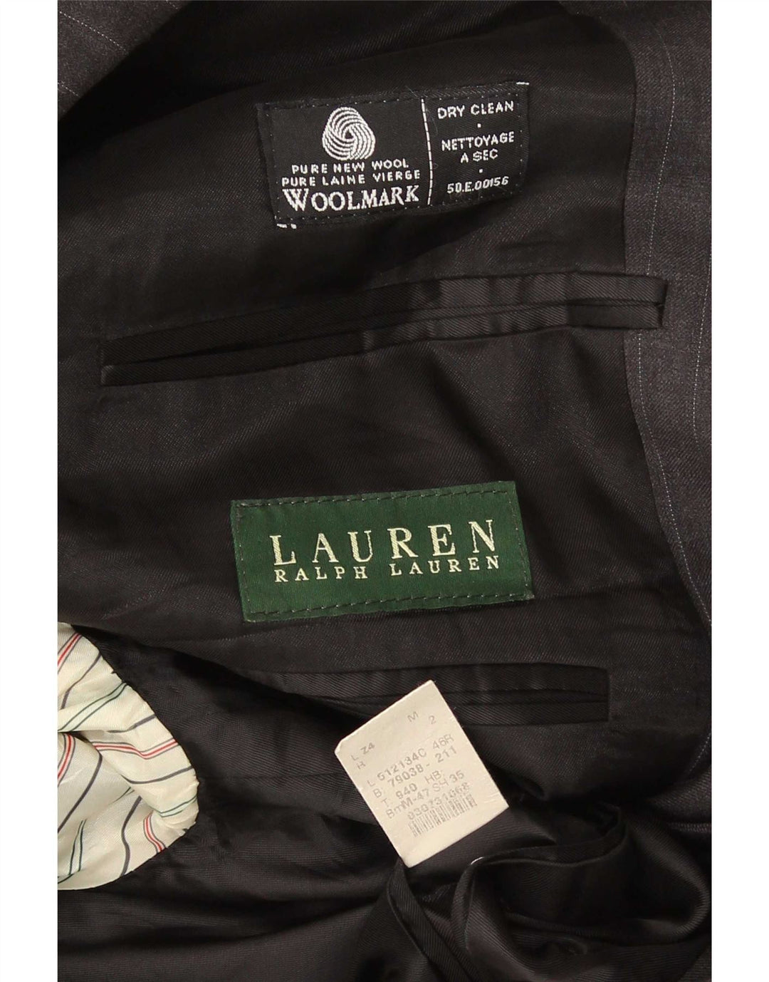 Мужской пиджак с 2 пуговицами Ralph Lauren, Великобритания 46, 2XL, серая шерстяная полоска в тонкую полоску