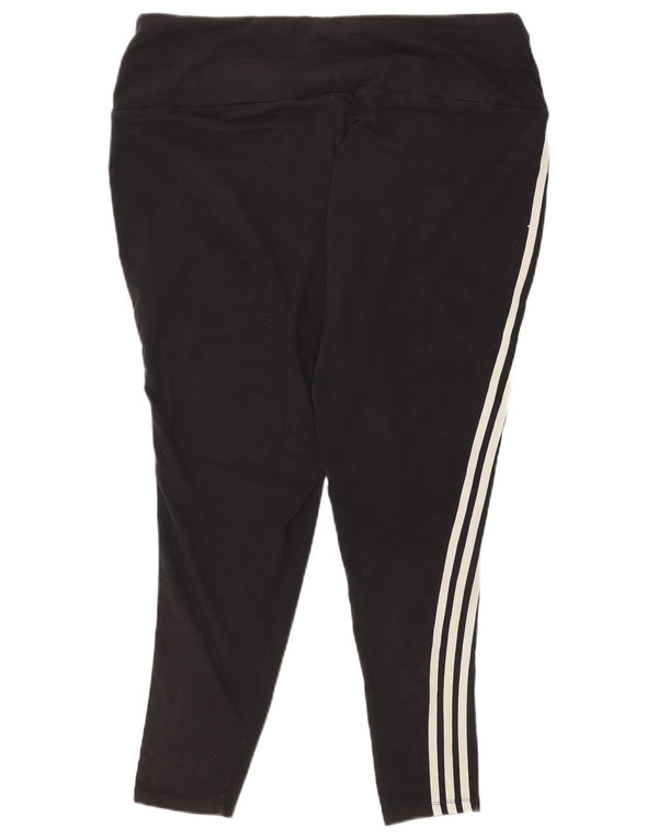 Женские леггинсы Adidas UK 28-30 3XL, хлопковые спортивные, черные полосатые