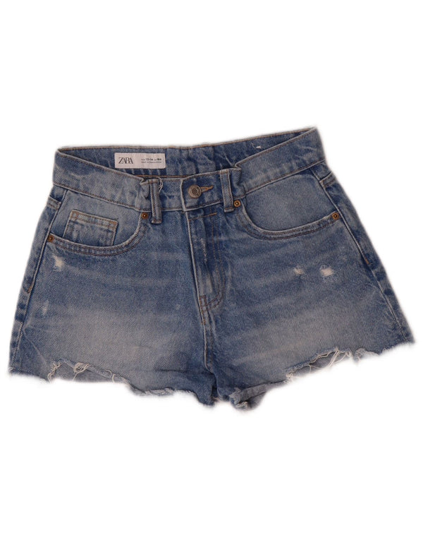 Джинсовые шорты Zara для девочек 13–14 лет, синий хлопок, W24