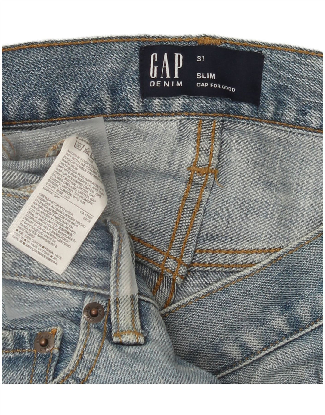 Мужские джинсовые шорты GAP Slim W31, хлопковые, среднего синего цвета