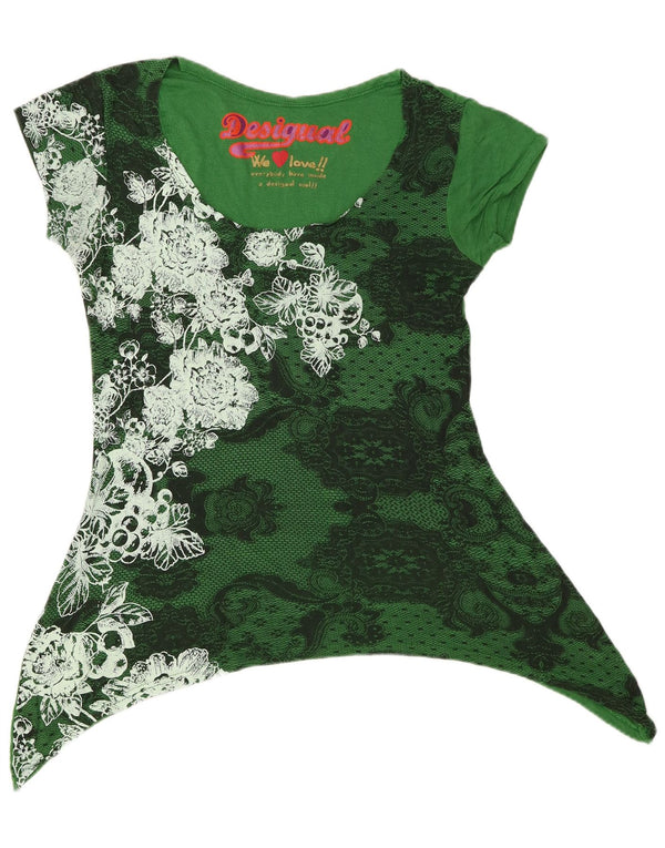 Женская асимметричная туника с рисунком Desigual UK 14, большой зеленый цветочный принт