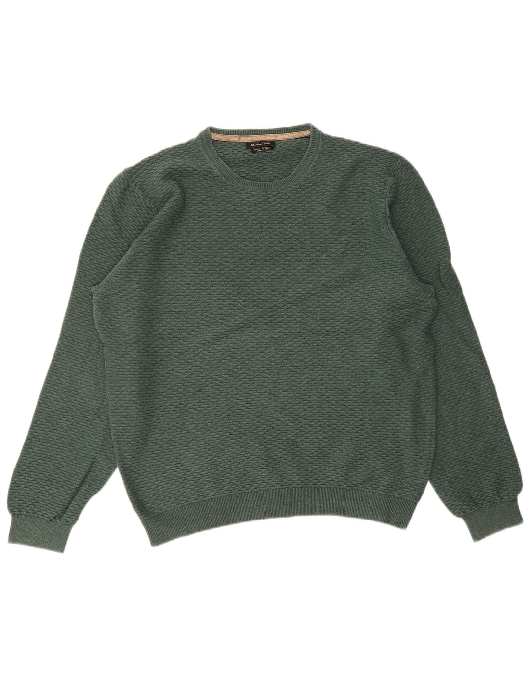 Мужской джемпер с круглым вырезом MASSIMO DUTTI 2XL, зеленый хлопок