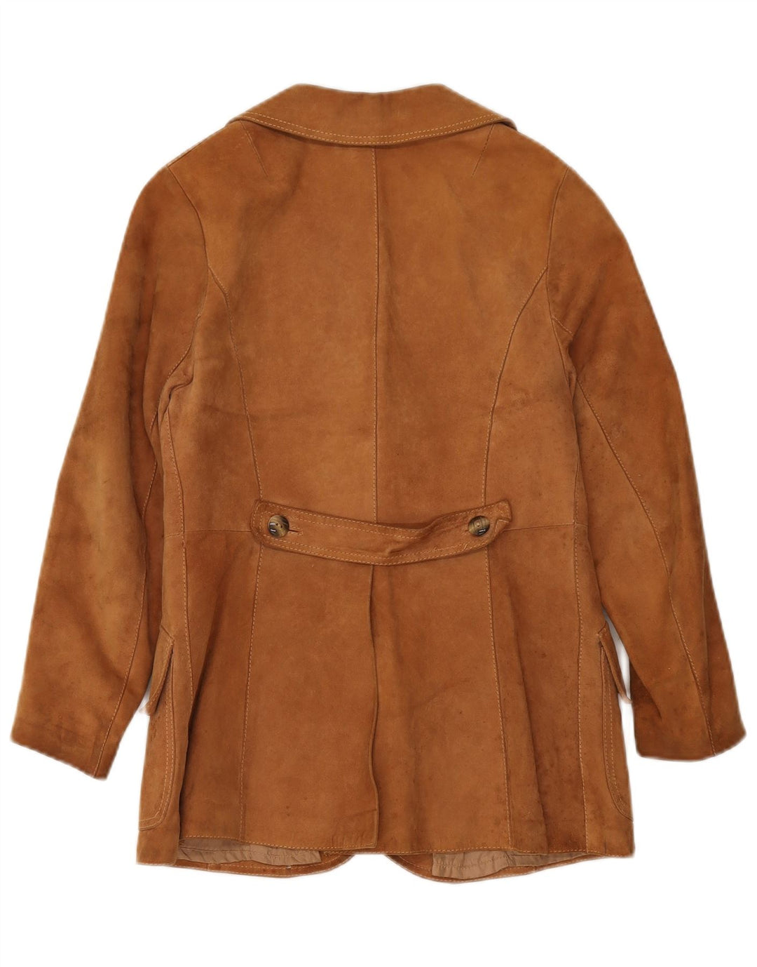 ВИНТАЖНЫЙ женский замшевый пиджак на 3 пуговицах IT 42, средний коричневый цвет