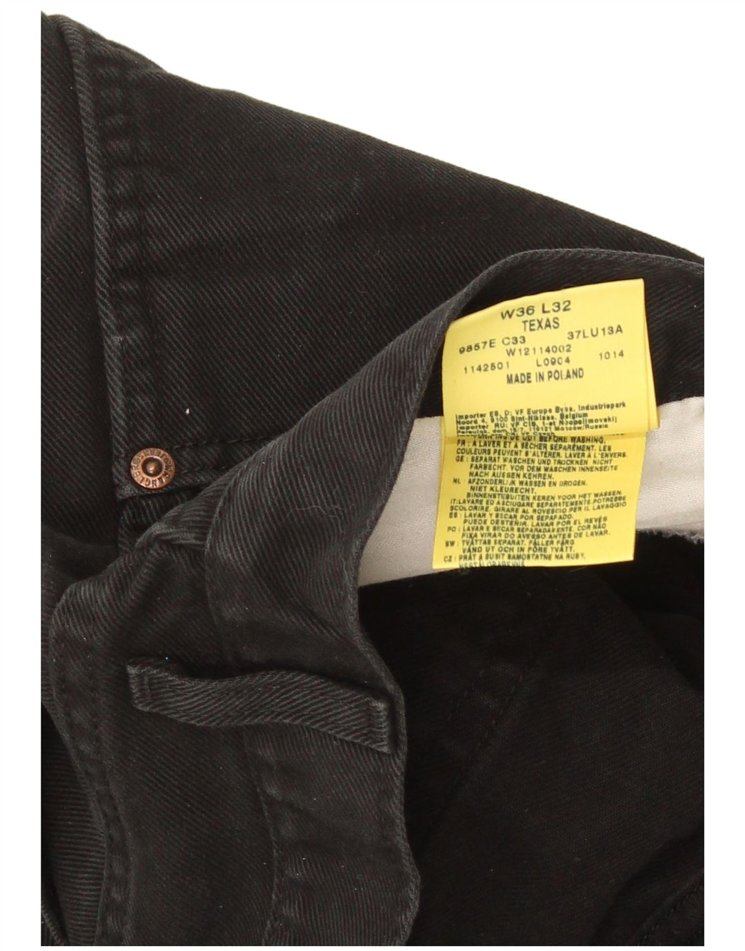 Мужские прямые джинсы Wrangler Texas W36 L32, черный хлопок