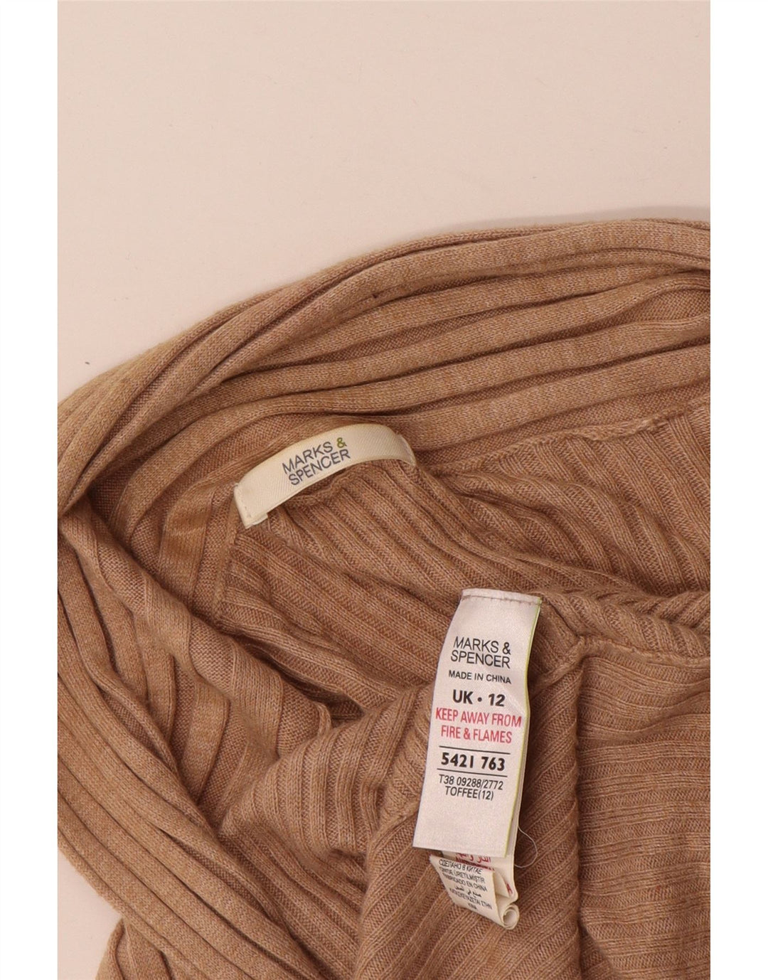 Женский асимметричный кардиган Marks & Spencer UK 12, средний коричневый