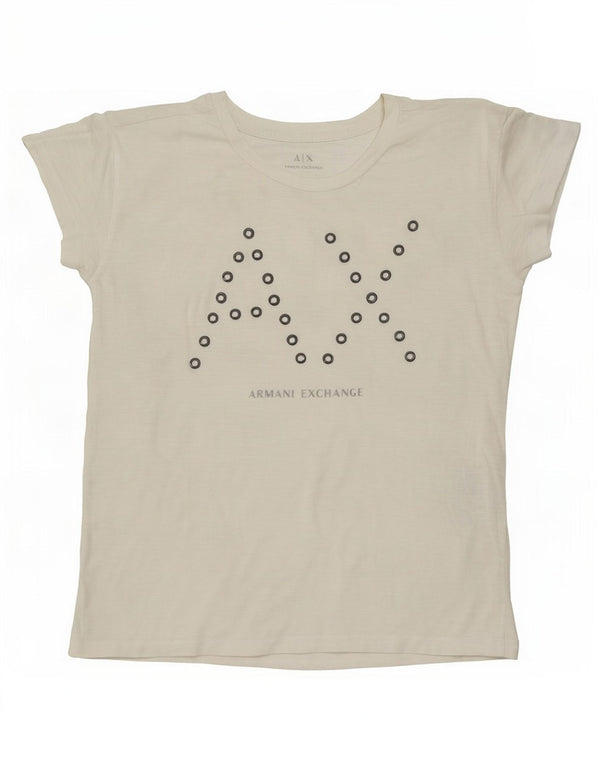 Женская футболка оверсайз с рисунком Armani Exchange Top UK 6 XS, белый хлопок