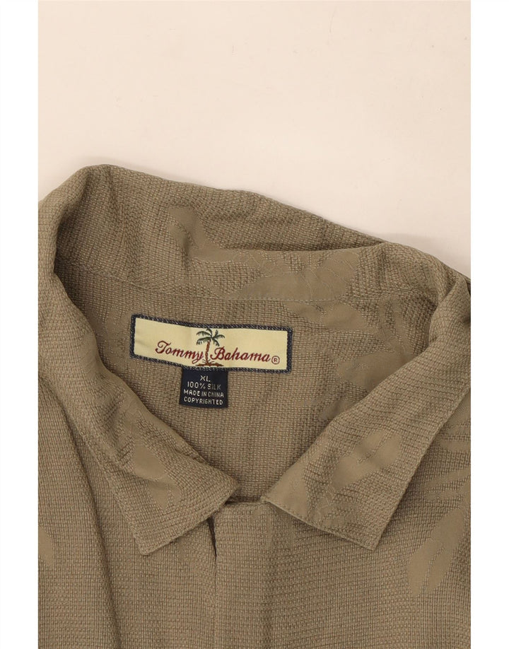 Tommy Hilfiger Мужская рубашка с коротким рукавом и абстрактным узором XL, хаки, шелк