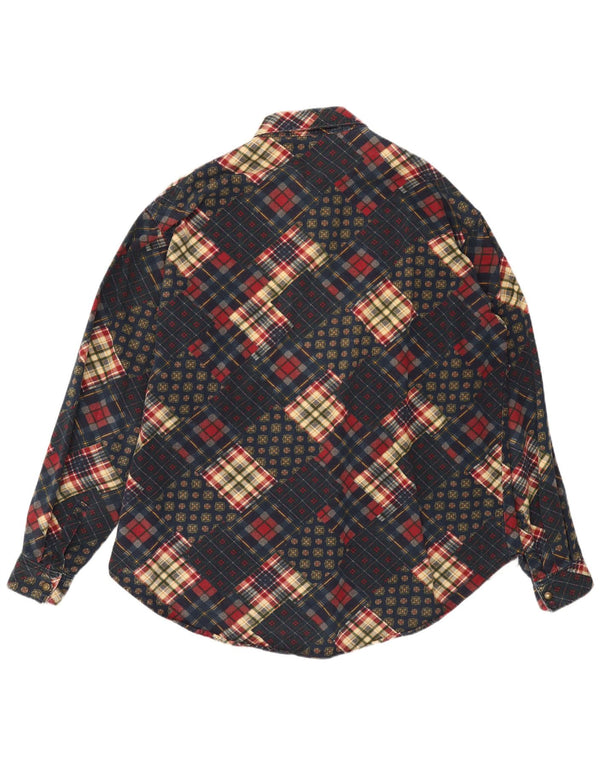 Винтажная мужская рубашка 3XL темно-синяя в стиле пэчворк