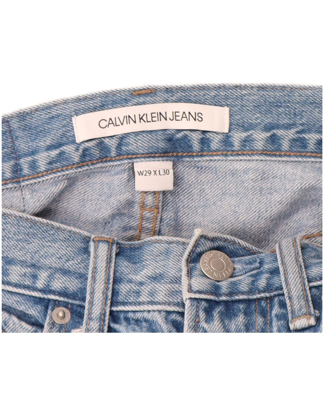CALVIN KLEIN Женские прямые джинсы с рисунком W29 L25 синие, хлопок с цветными блоками